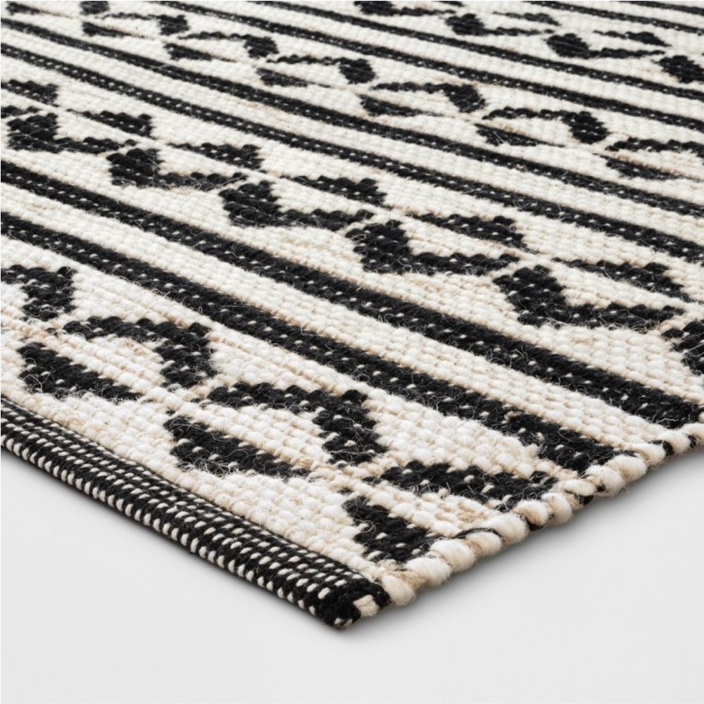 NWT Black and Cream Striped Geometric Rug - Home Accents - Picture 2 of 7